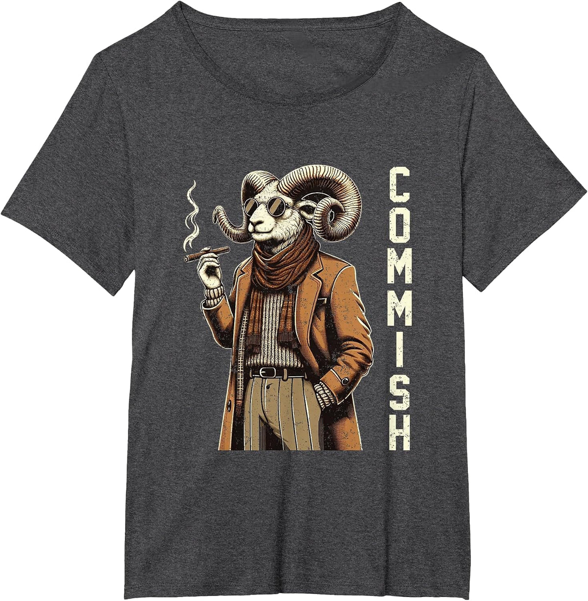 Fantasy Football Commissioner Funny Draft Goat Commish T-Shirt - Dark Heather Grey