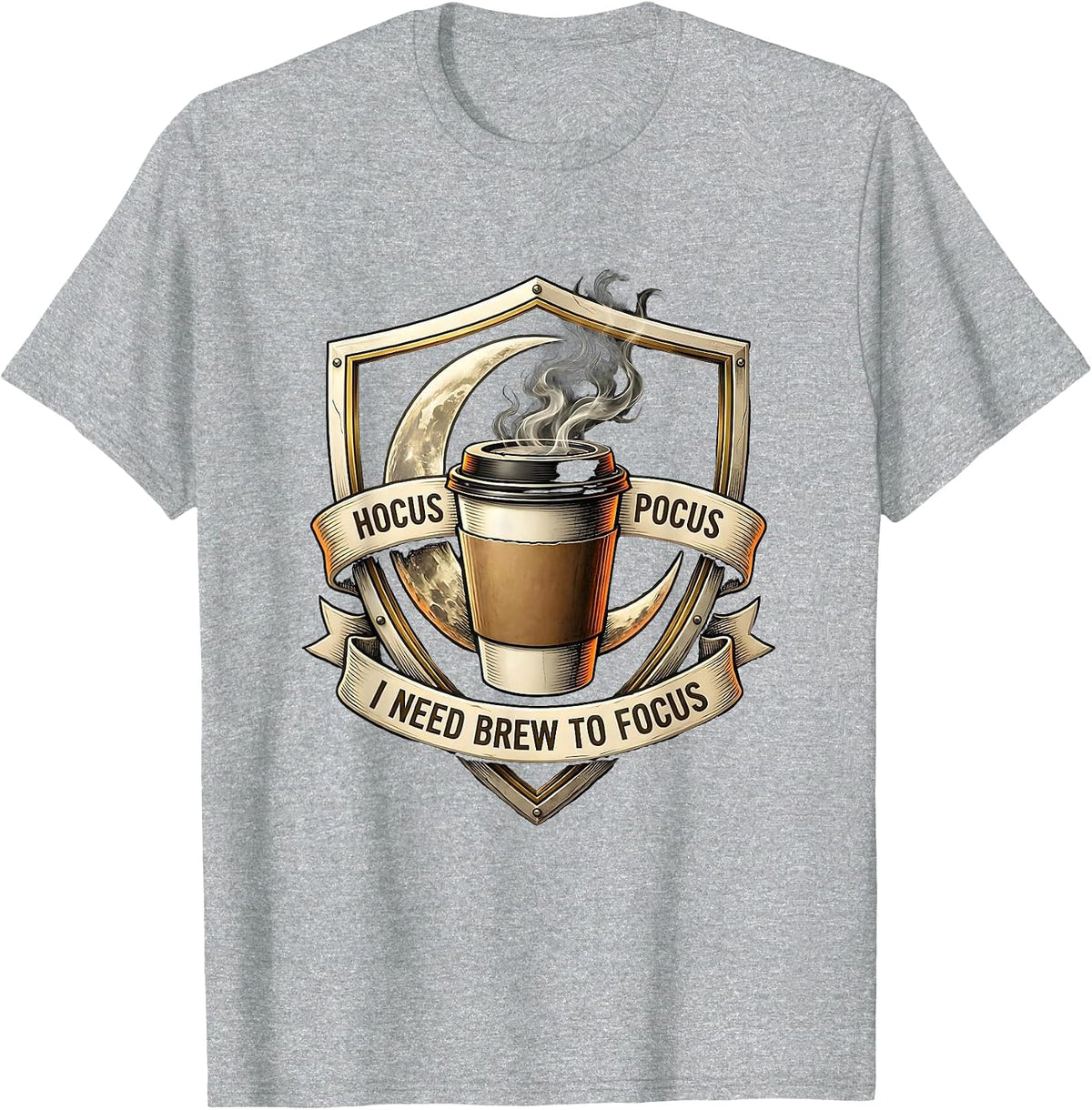 Men's Hocus Pocus I Need Brew To Focus Funny Halloween Teacher T-Shirt - Heather Grey