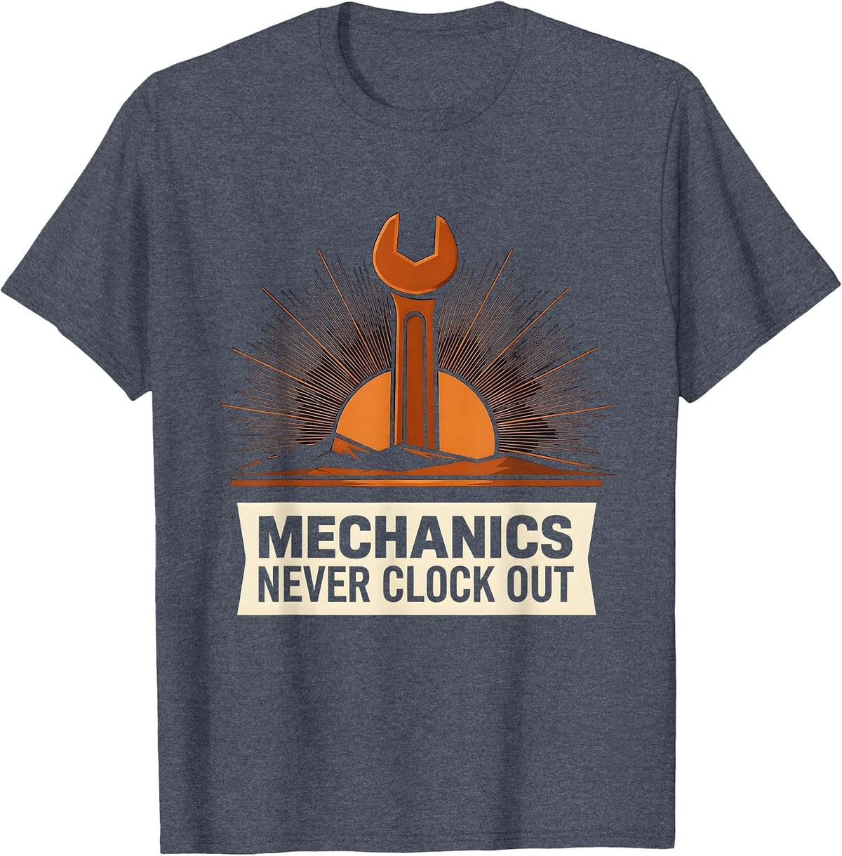 Mechanics Never Clock Out Garage Life Design T-Shirt - Heather Blue