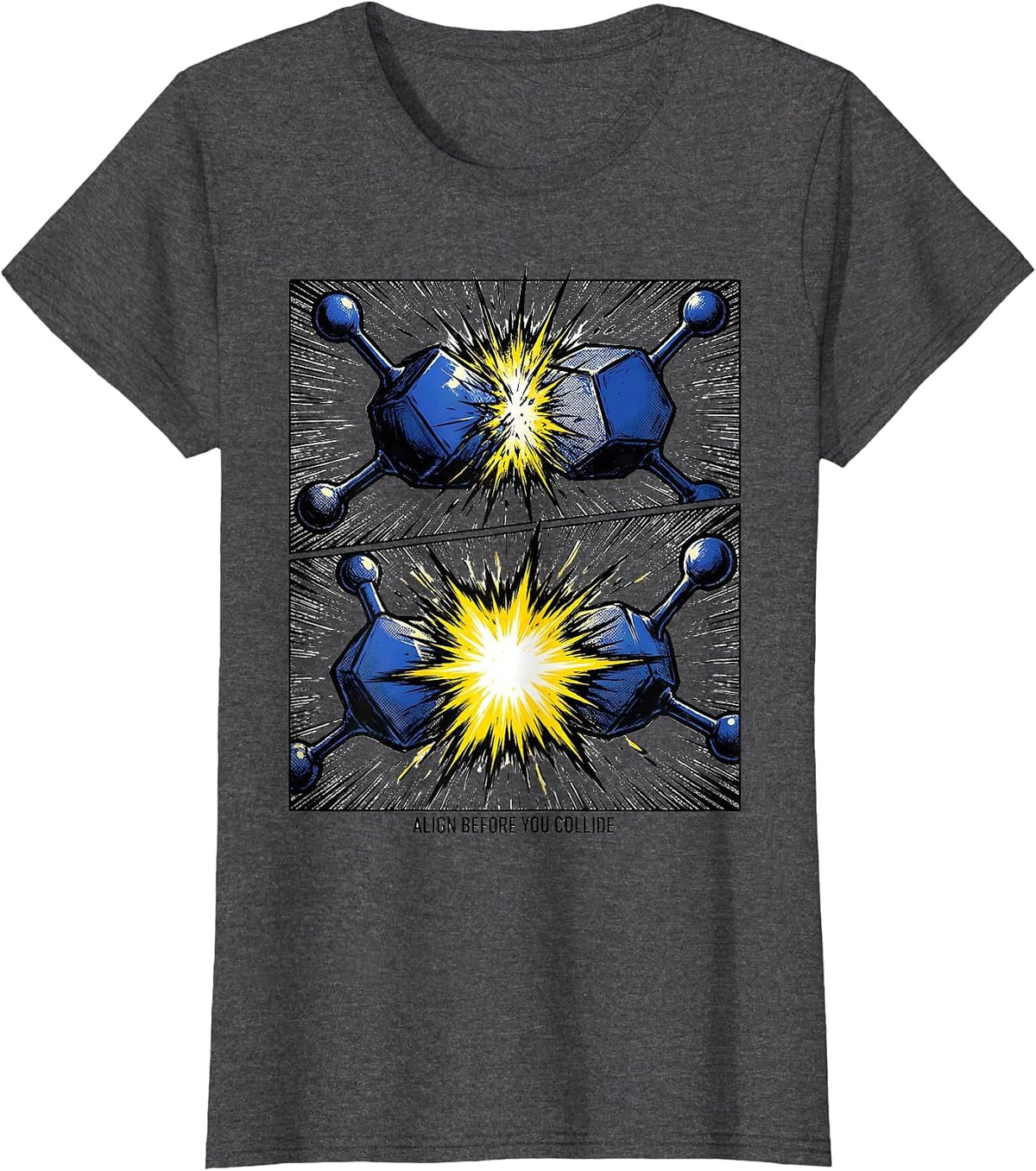Women's Align Before You Collide Funny Chemistry Physics Science T-Shirt - Dark Heather Grey