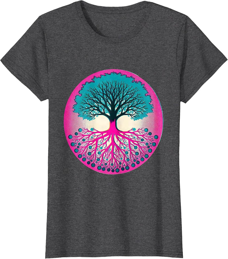Women's Neurodiversity Luminous Neural Tree Graphic T-Shirt - Dark Heather Grey