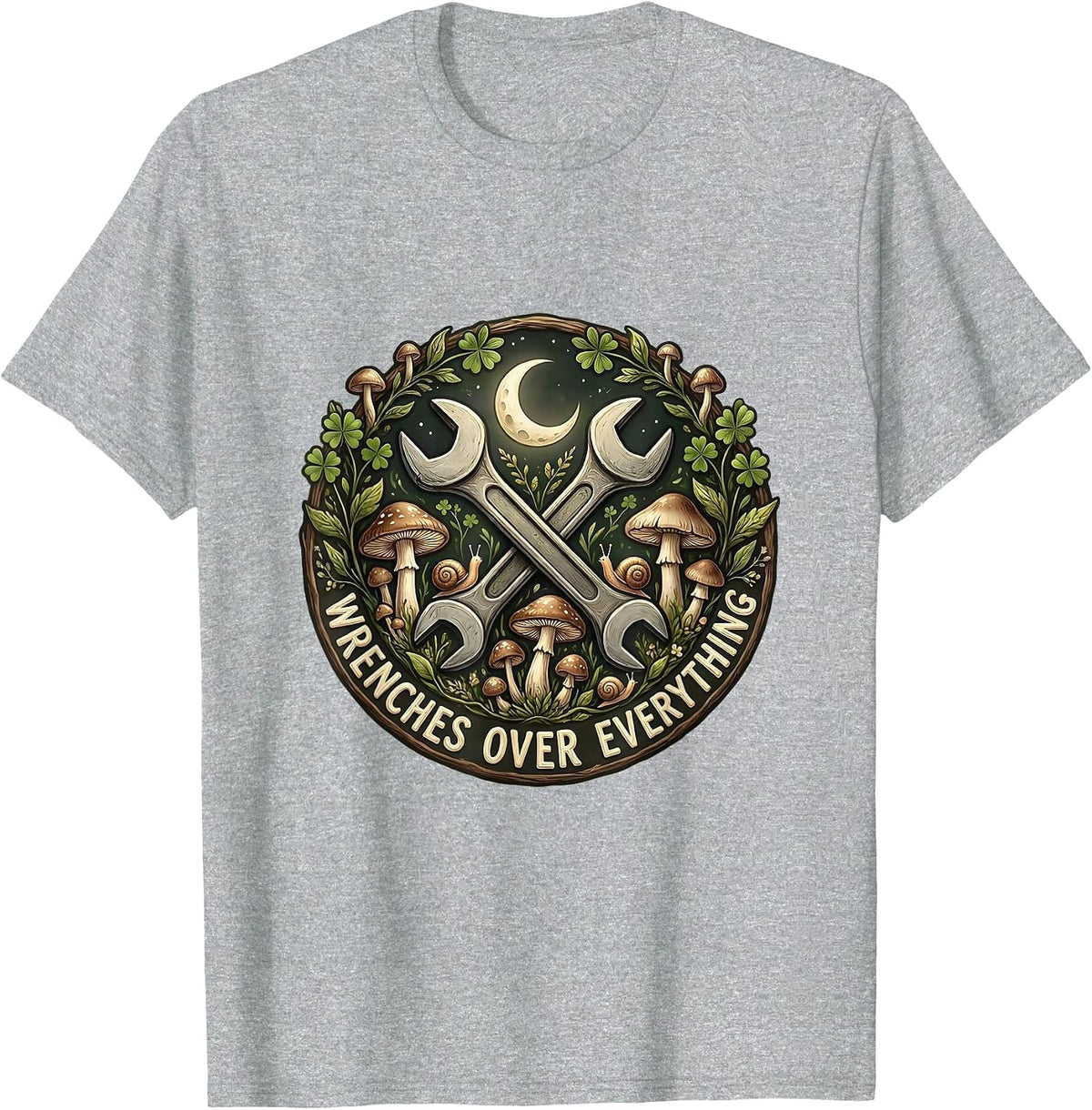 Men's Wrenches Over Everything Mechanic Design T-Shirt - Heather Grey