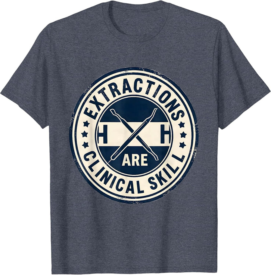 Extractions Are Clinical Skill Funny Esthetician Skincare T-Shirt - Heather Blue