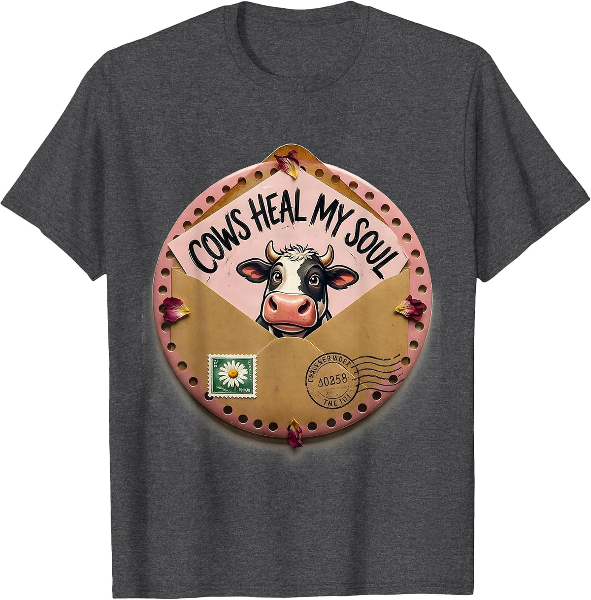 Cows Heal My Soul Animal Lover Design T-Shirt - Dark Heather Grey