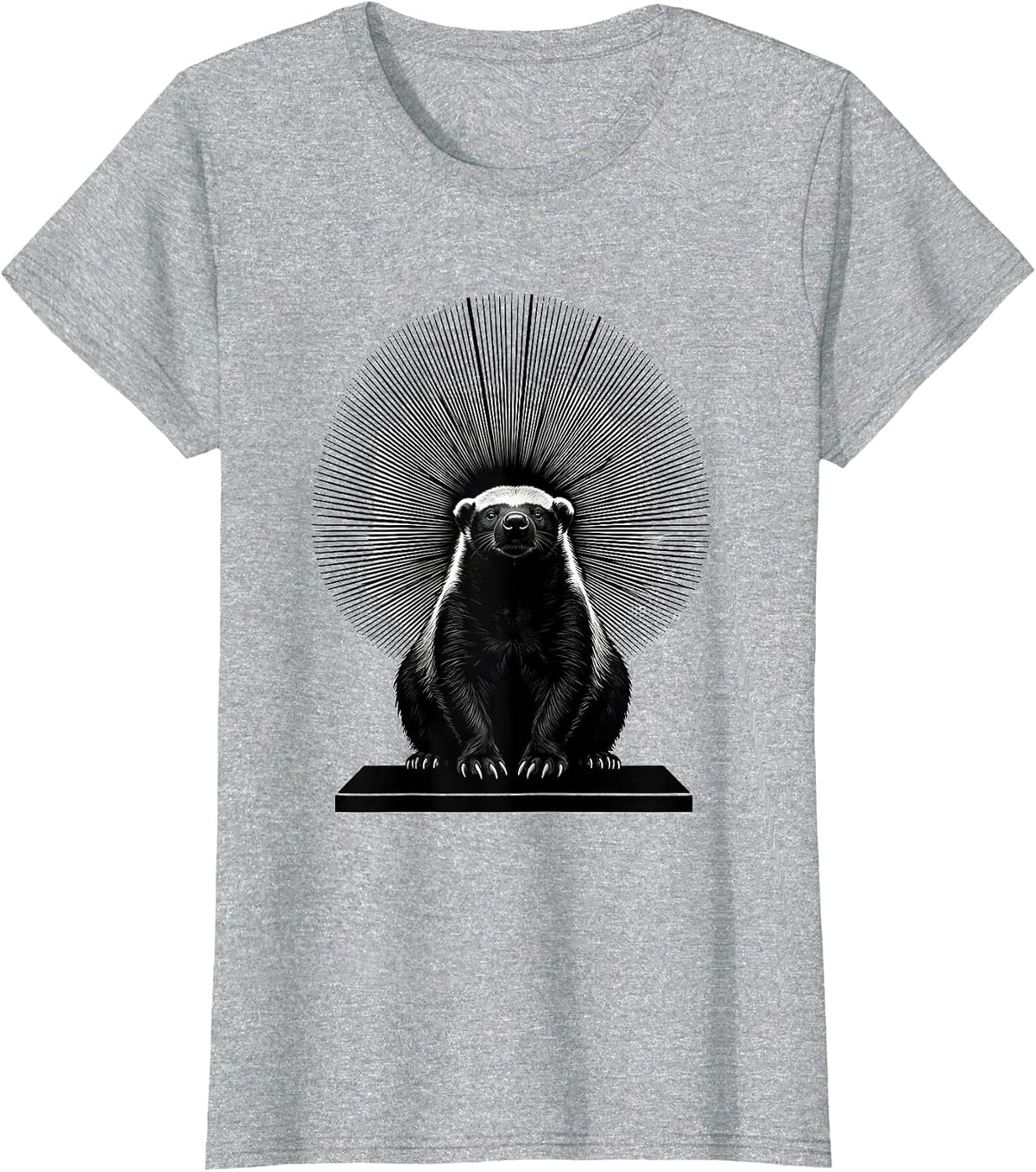 Honey Badger Silhouette Funny Animal Humor T-Shirt - Heather Grey