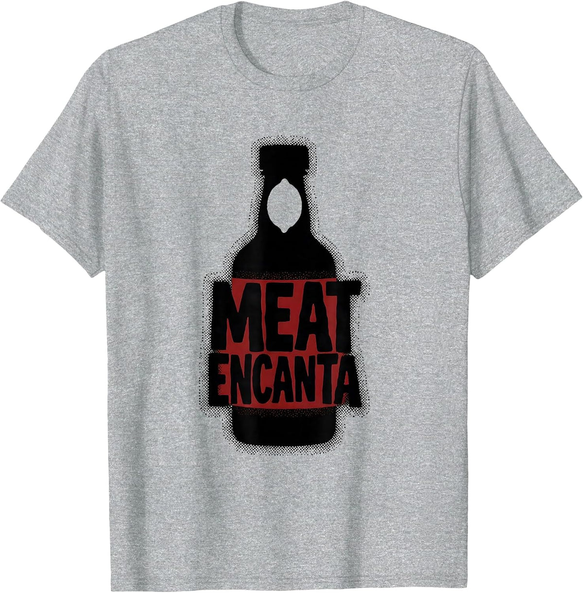 Men's Meat Encanta Blackwork Dotwork Cinco De Mayo Spanish Pun T-Shirt - Heather Grey