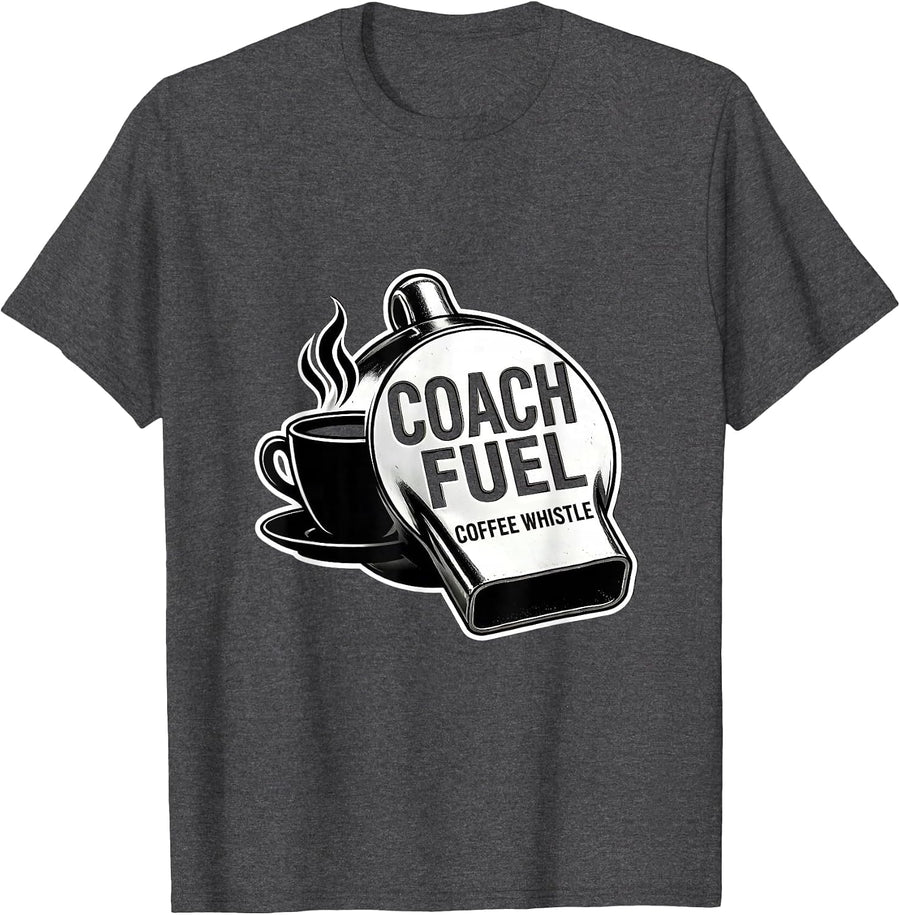 Men's Coach Fuel Coffee Whistle Graphic Design T-Shirt - Dark Heather Grey