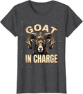 Women's GOAT IN CHARGE Distressed Funny Farm Animal Humor T-Shirt - Dark Heather Grey