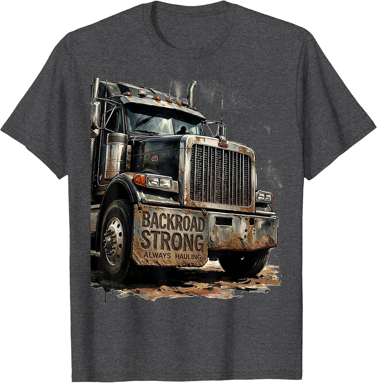 Men's Backroad Strong Truck Driver Labor Day Design T-Shirt - Dark Heather Grey