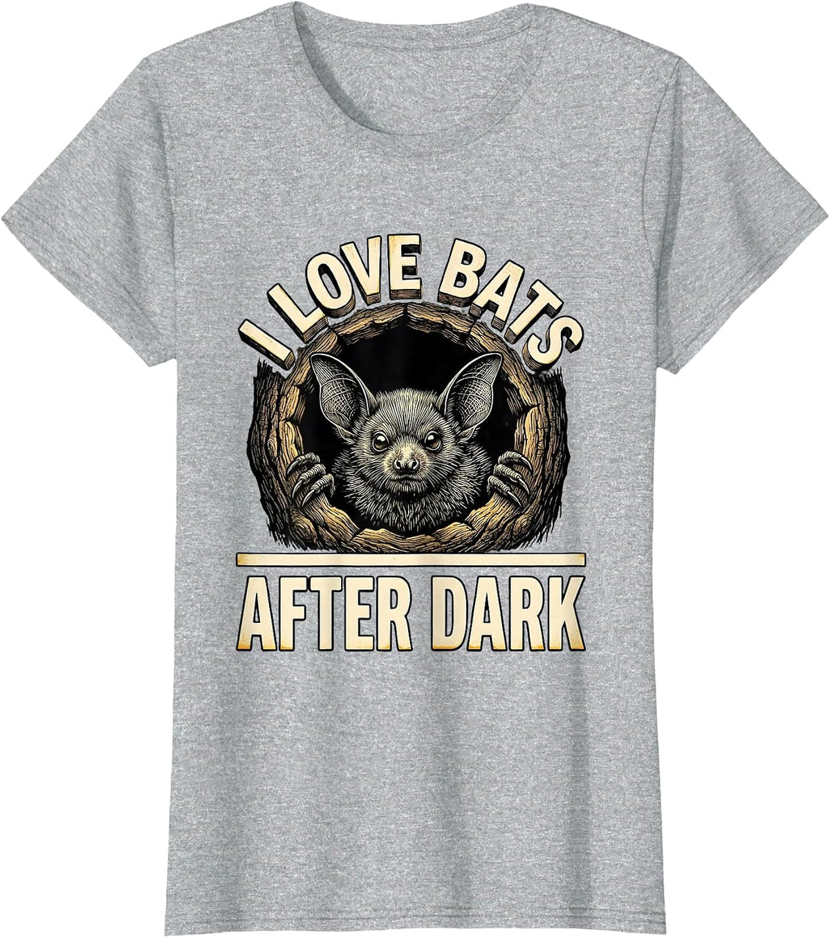 Women's I Love Bats After Dark Vintage Bat Lover Halloween Nature T-Shirt - Heather Grey