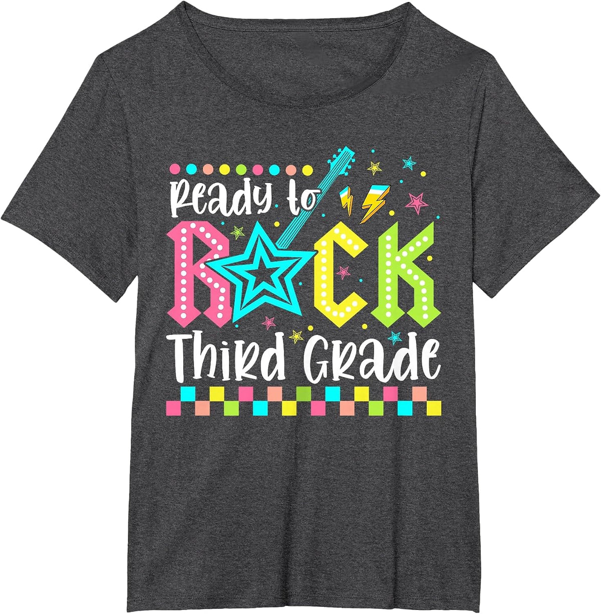 Ready to Rock Third Grade Back to School 3rd Grade Boys Kids T-Shirt - Dark Heather Grey