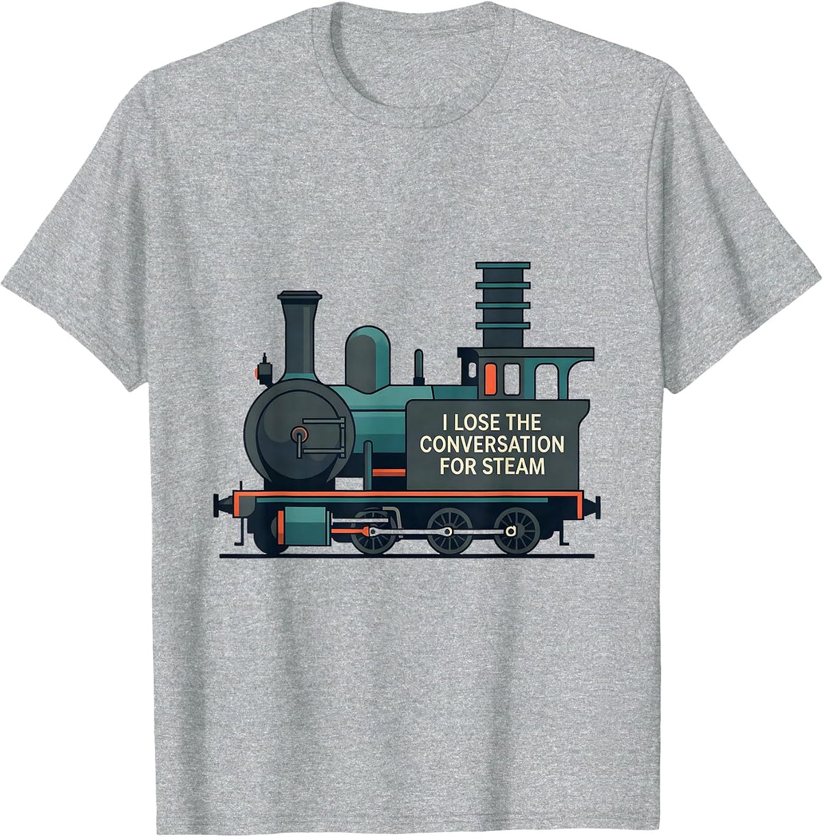 Men's I Lose The Conversation For Steam Midcentury Modern Train T-Shirt - Heather Grey