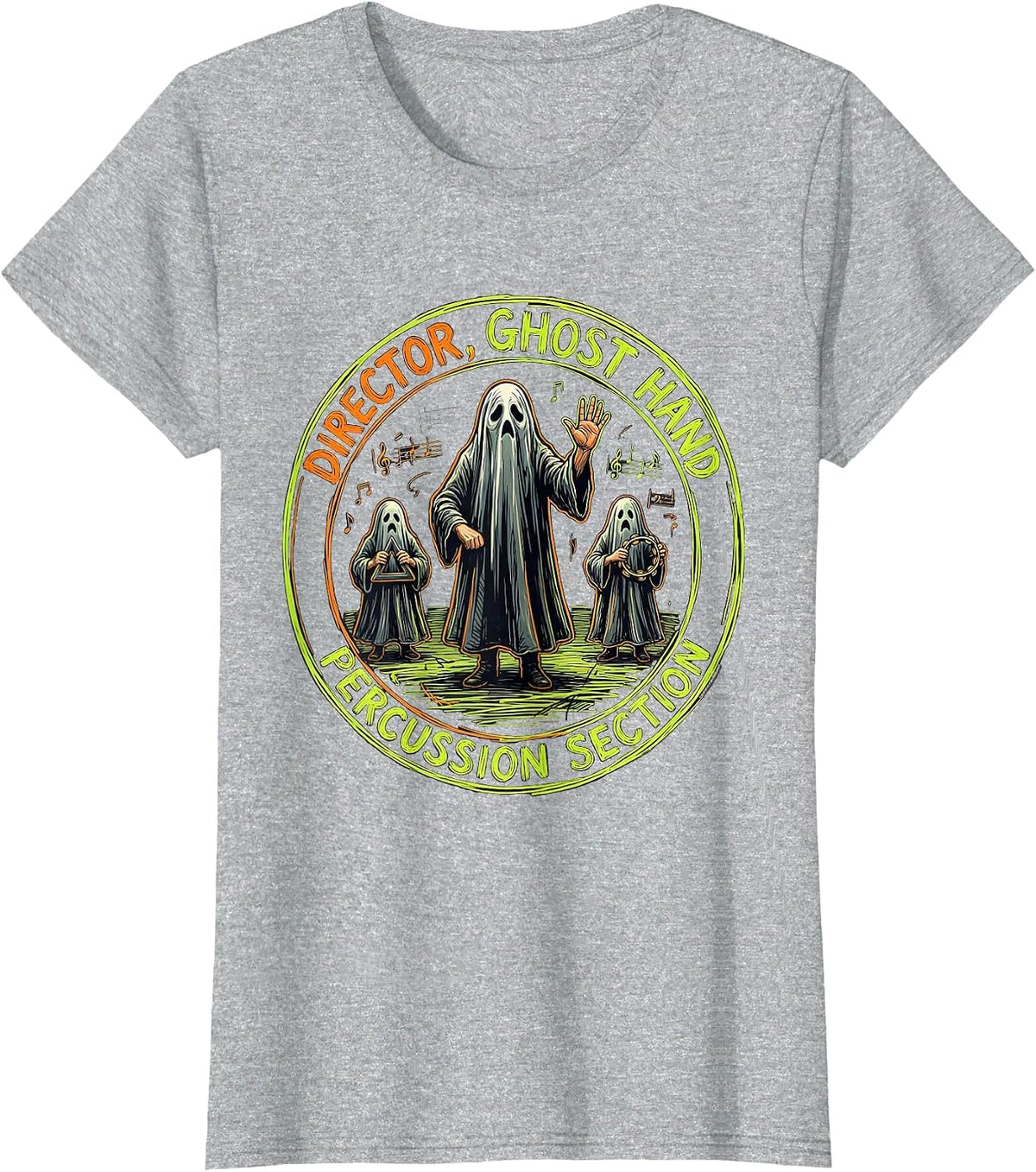Director, Ghost Hand Percussion Section Music Teacher T-Shirt - Heather Grey