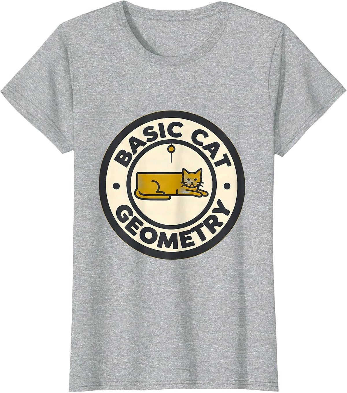 Basic Cat Geometry Funny Math Cat Lover Teacher Gift T-Shirt - Heather Grey