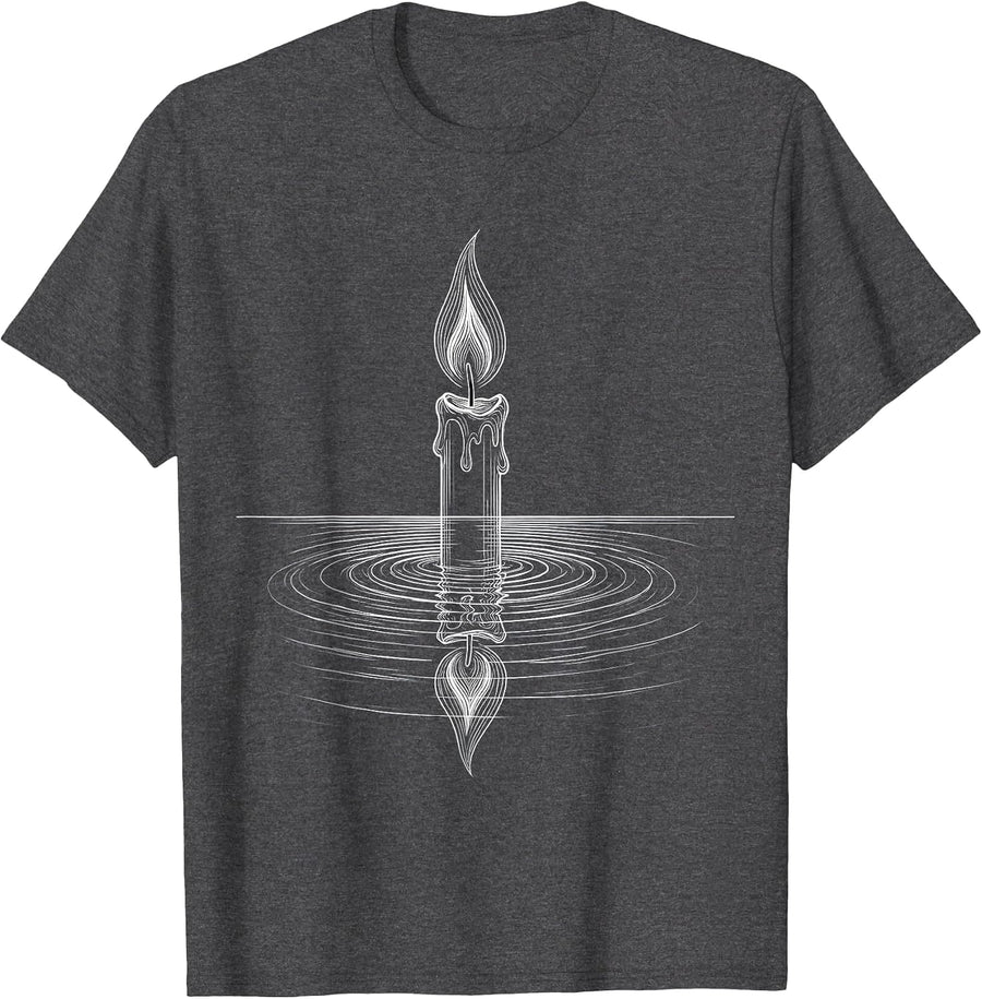 Men's Mental Health Matters Candle Flame Reflection Art T-Shirt - Dark Heather Grey