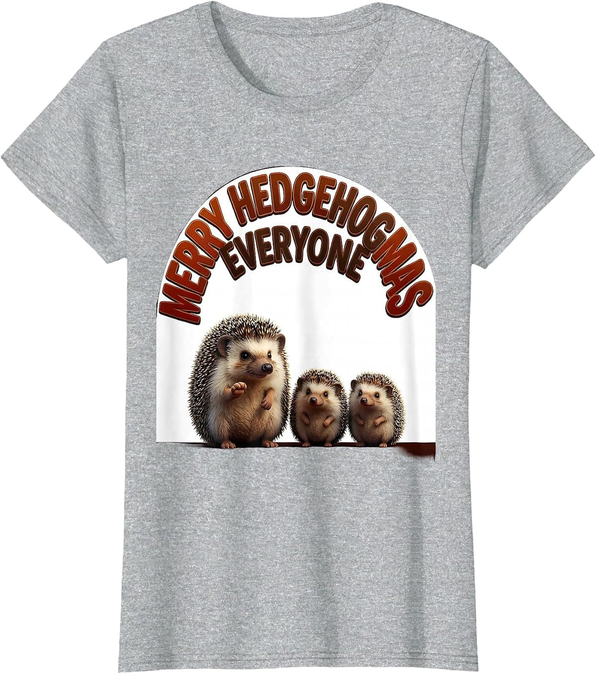 Women's Merry Hedgehogmas Everyone Cute Hedgehog Novelty Animal T-Shirt - Heather Grey