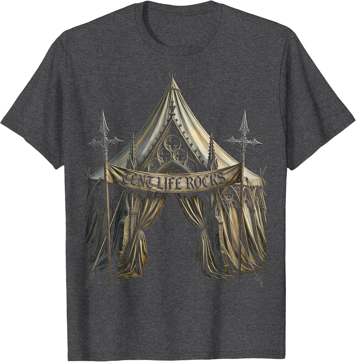 Tent Life Rocks Outdoor Camping Design T-Shirt - Dark Heather Grey
