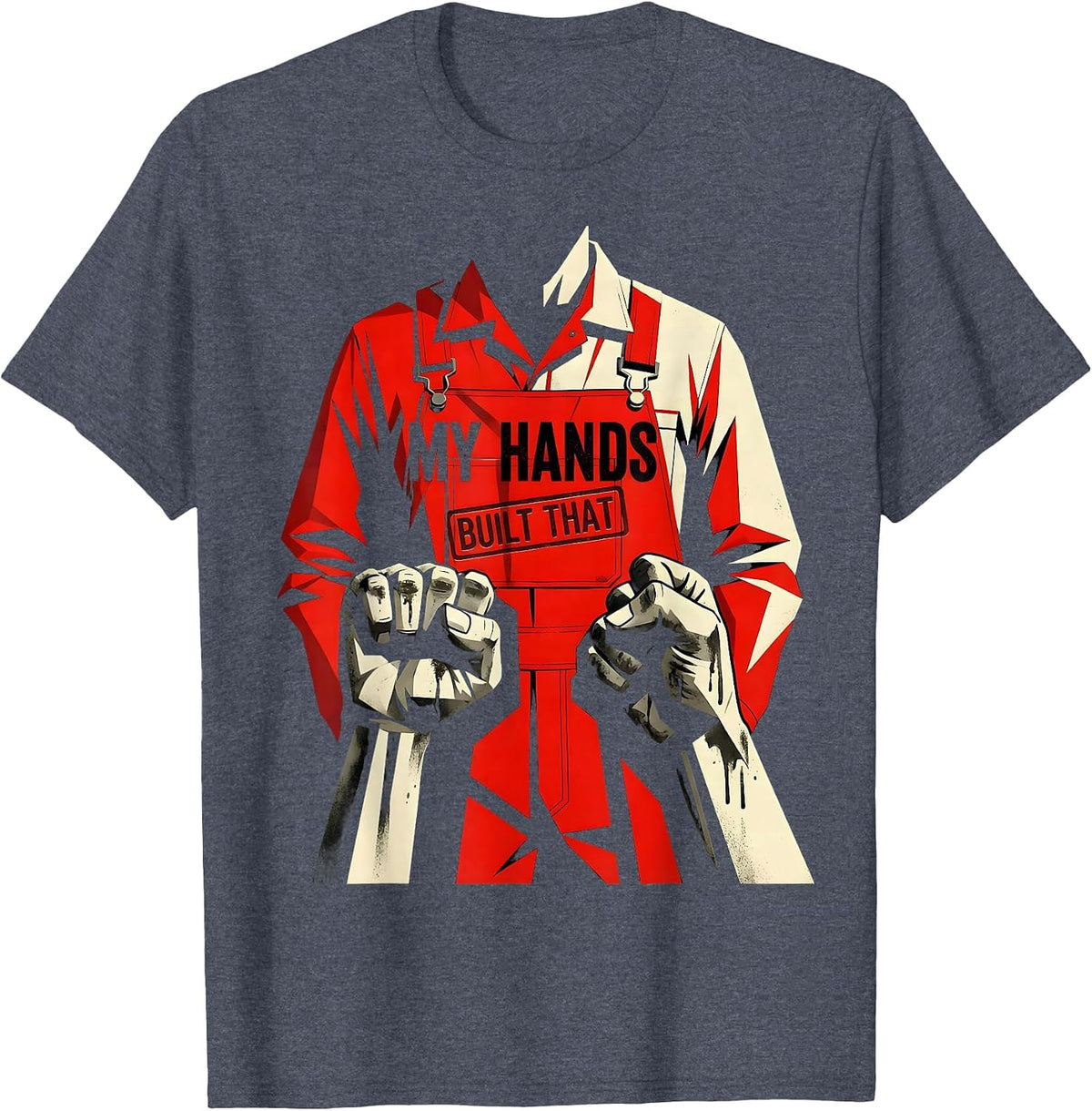 My Hands Built That Mechanic Pride Design T-Shirt - Heather Blue