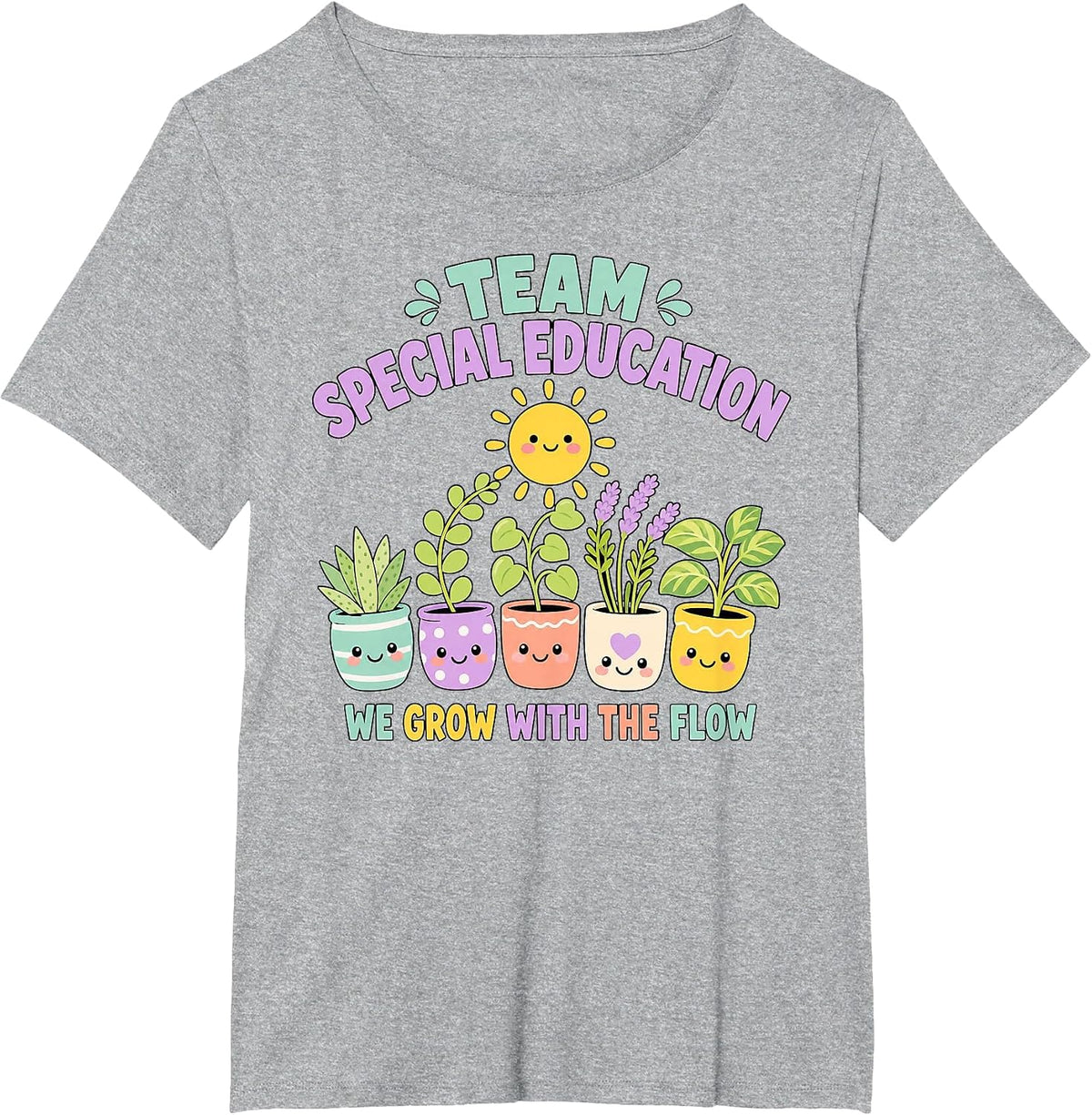 Team Sped Grow with The Flow Cute Special Education Teacher T-Shirt - Heather Grey