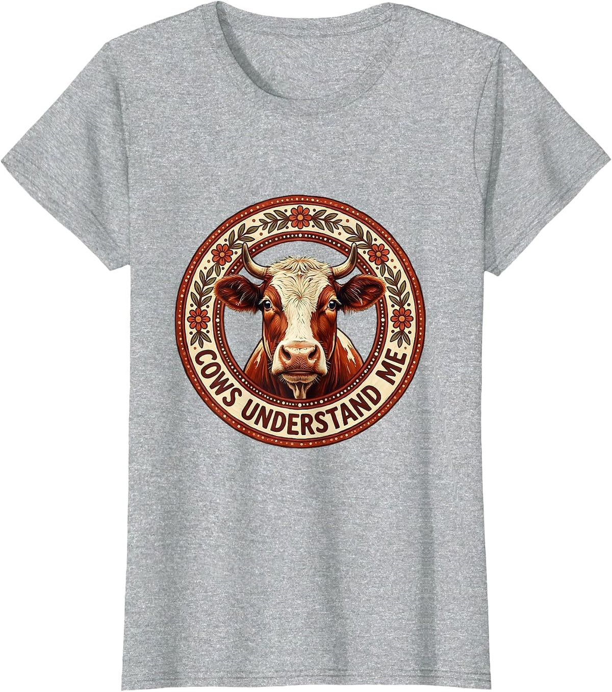 Cows Understand Me Funny Cow Lover Design T-Shirt - Heather Grey