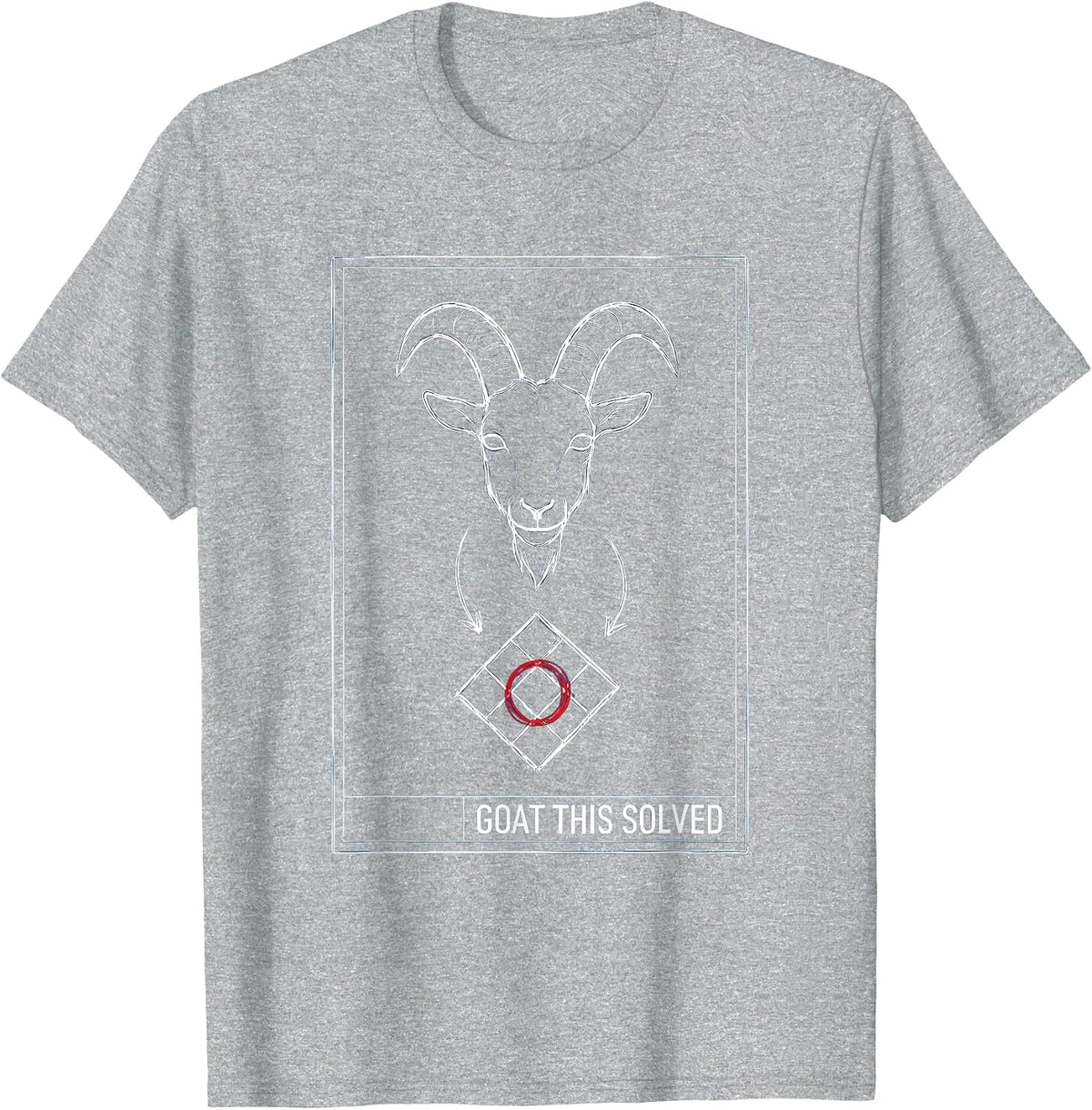 Men's Goat This Solved Technical Blueprint Funny Goat Pun Meme Dad T-Shirt - Heather Grey