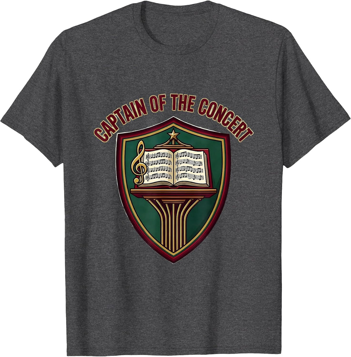 Men's Captain Of The Concert Festive Music Teacher Christmas T-Shirt - Dark Heather Grey