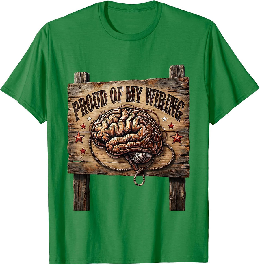 Men's Proud of My Wiring Neurodiversity Celebration Design T-Shirt - Kelly Green