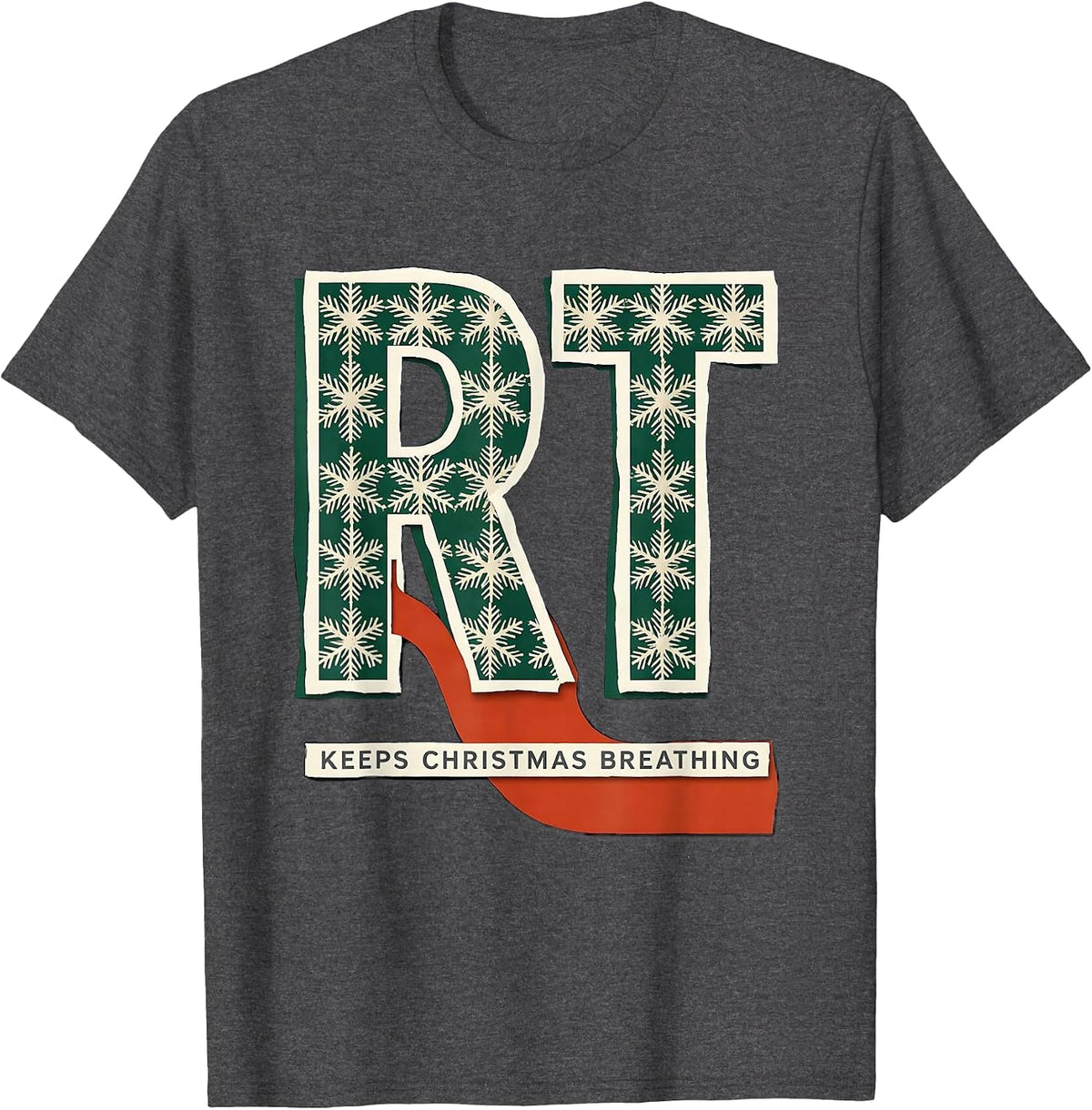 RT Keeps Christmas Breathing Occupational Pride Respiratory T-Shirt - Dark Heather Grey