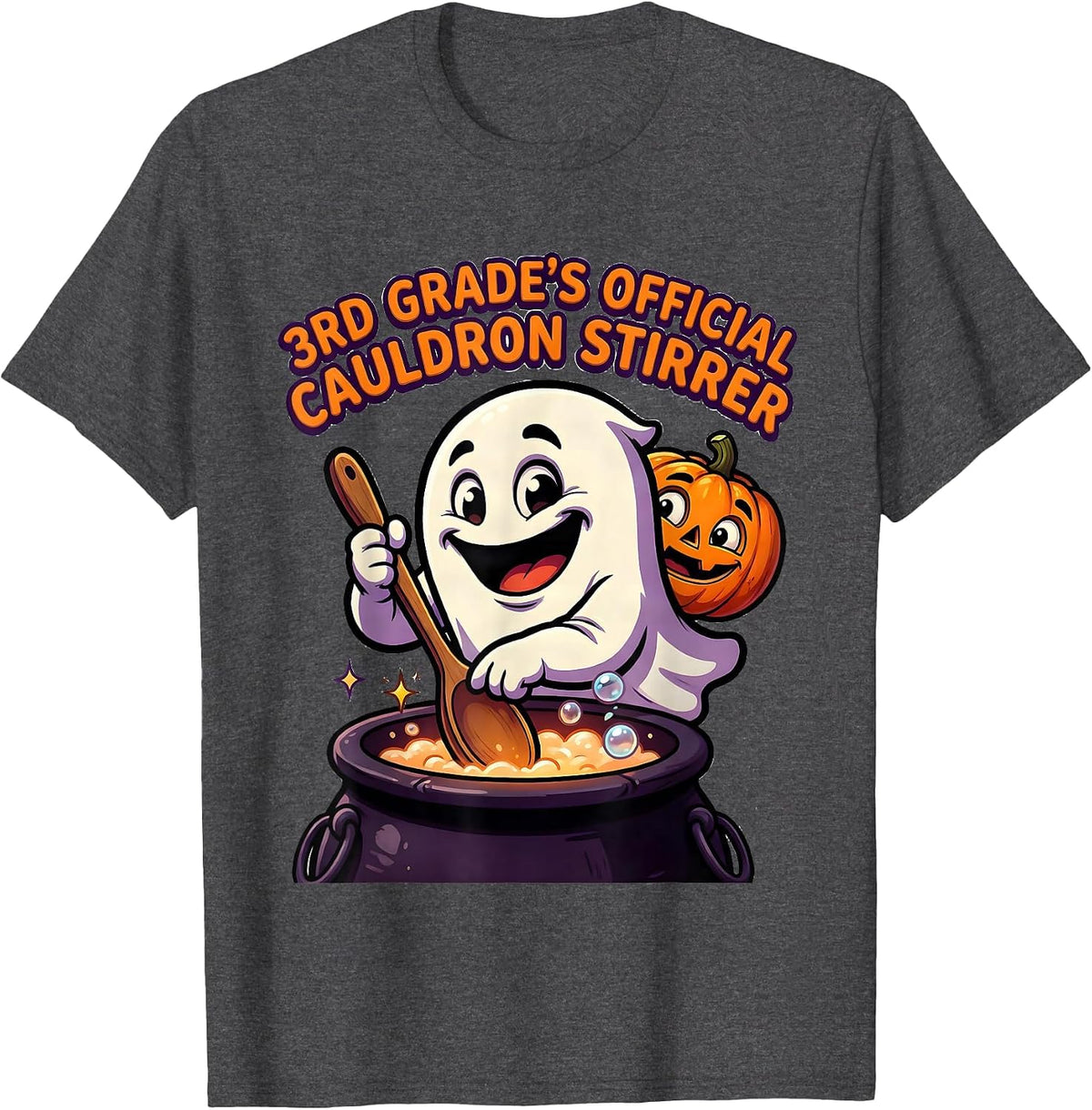 3rd Grade's Official Cauldron Stirrer Spooky Third Grade T-Shirt - Dark Heather Grey