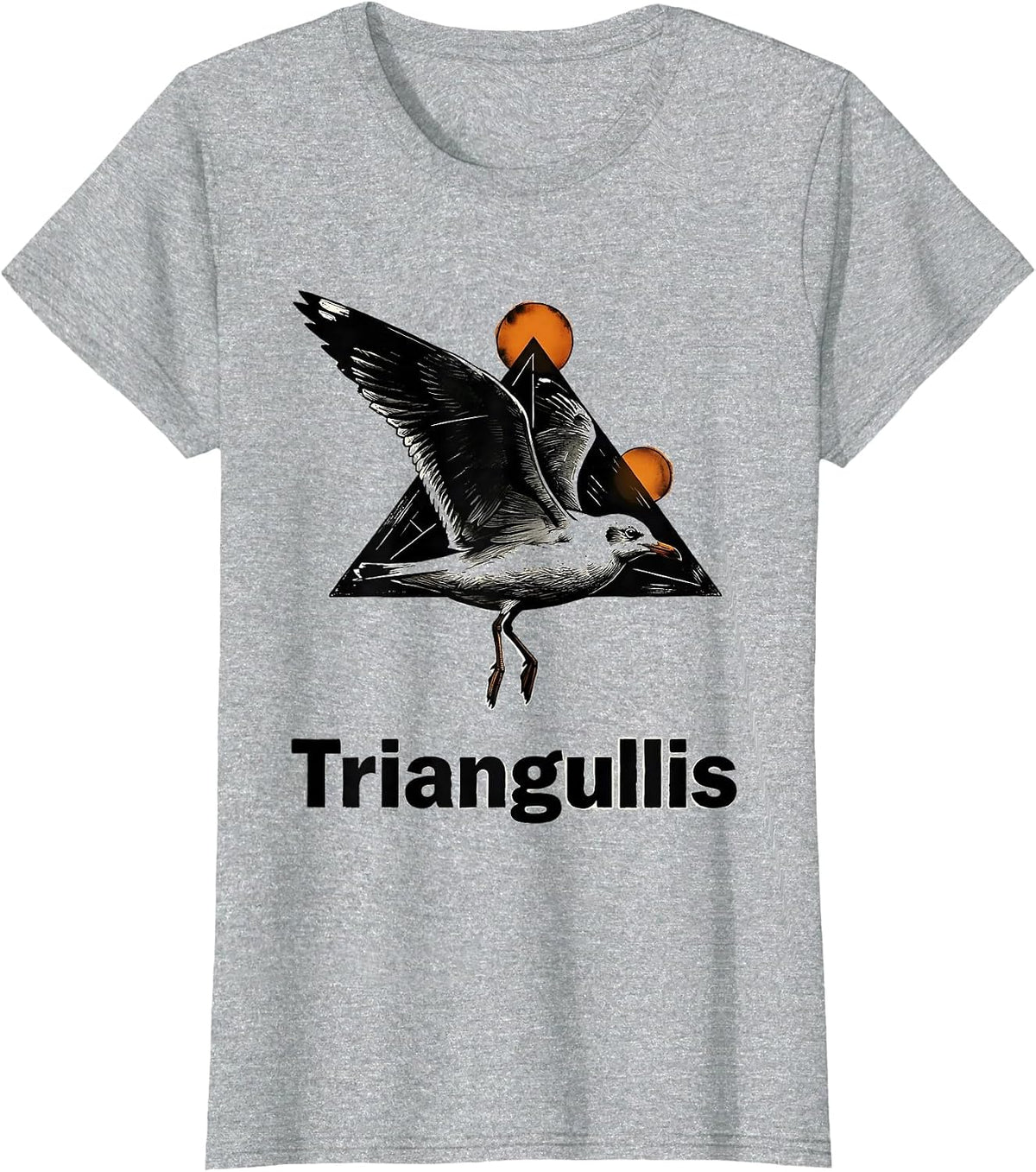 Women's Triangullis Linocut Triangle Bird Pun Funny Math Teacher T-Shirt - Heather Grey