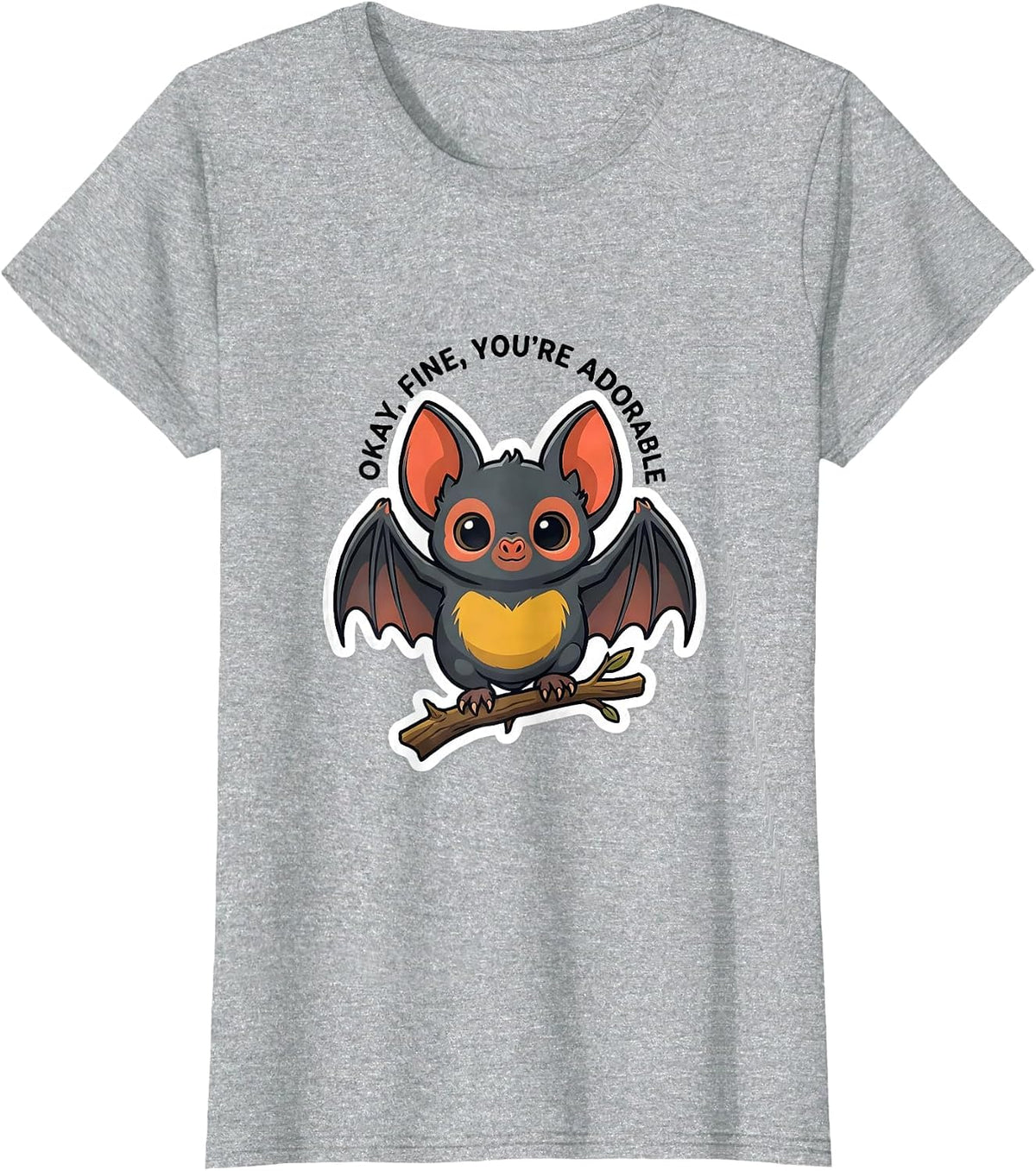 Okay, Fine, You're Adorable Vintage Bat Lover Halloween T-Shirt - Heather Grey