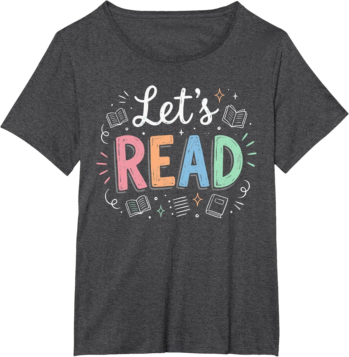 English Teacher Shirts, Cool Reading Teacher Lets Read Book T-Shirt - Dark Heather Grey
