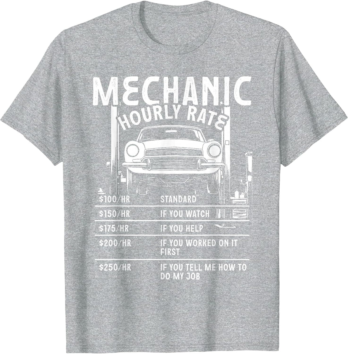 Mechanic Hourly Rate Standard If You Watch Help First T-Shirt - Heather Grey