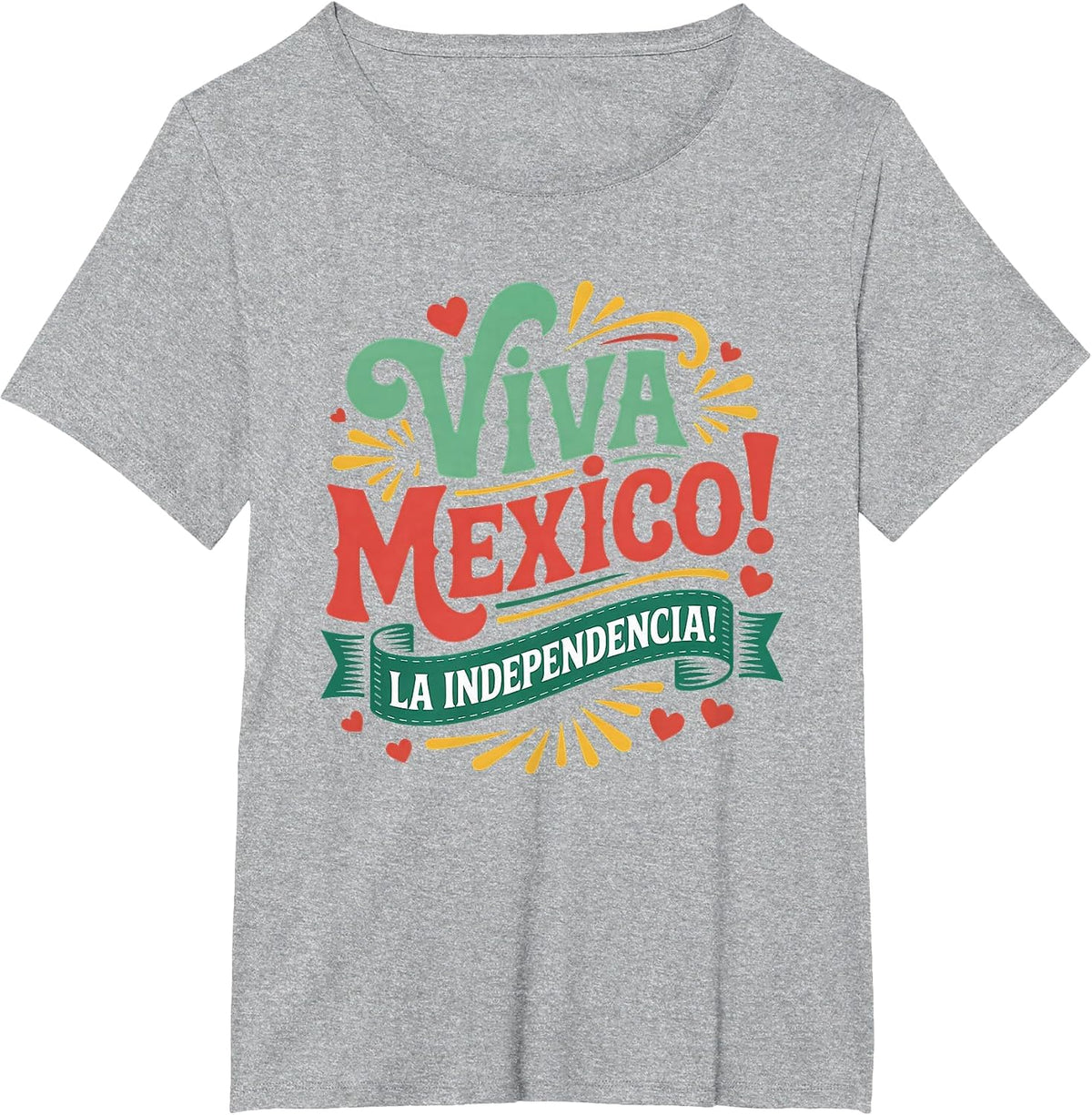 Viva Mexico Colorful Folk Art Mexican Independence Day T-Shirt - Heather Grey
