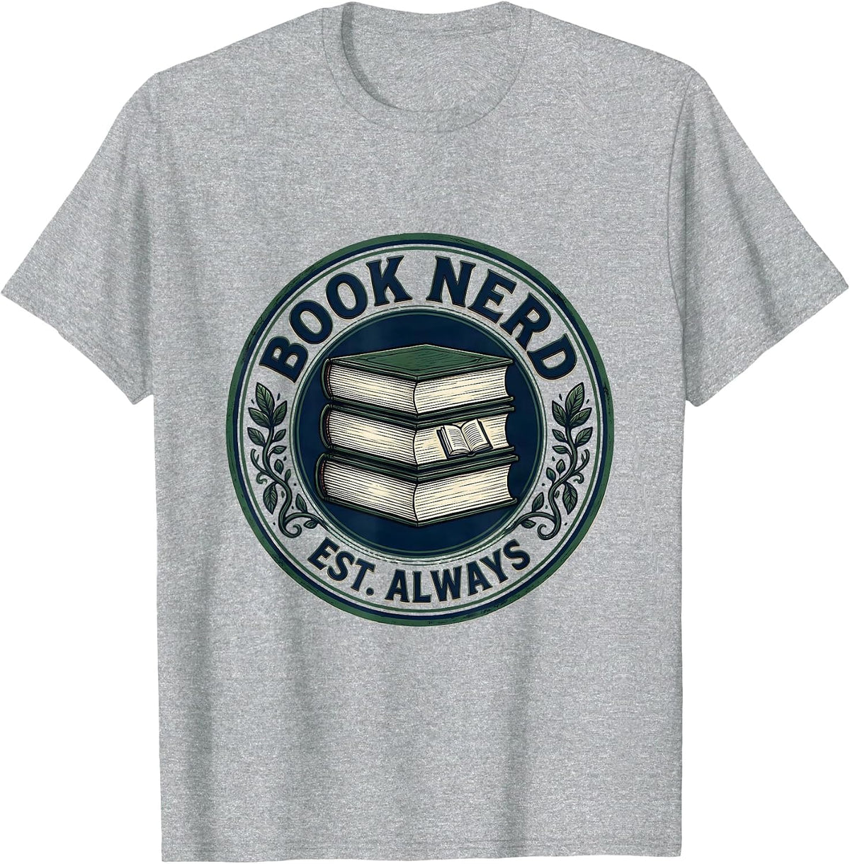 Men's Stacked Spines Book Lover Librarian Humor T-Shirt - Heather Grey