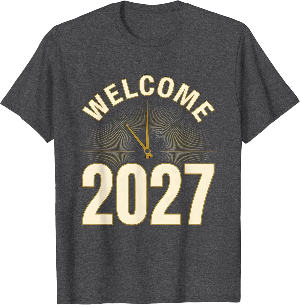 Welcome 2027 Emblem New Year Party Family Matching Crew T-Shirt - Dark Heather Grey