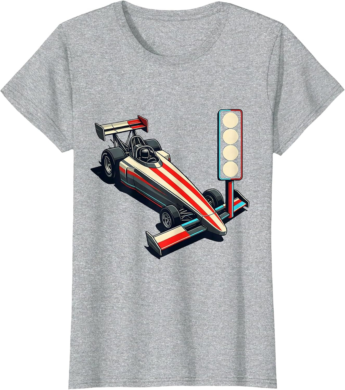 Dragster Split Disrupted Stripe RC Car Racing Humor T-Shirt - Heather Grey