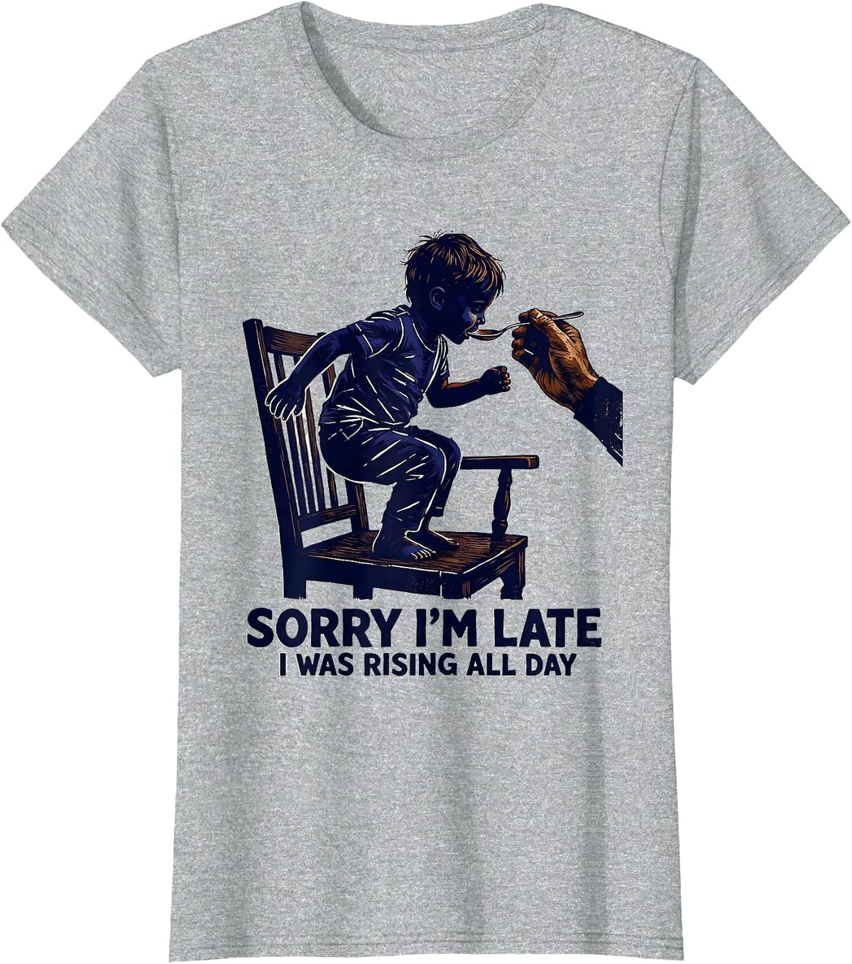 Women's Sorry I'm Late, I Was Rising All Day Retro Occupational T-Shirt - Heather Grey