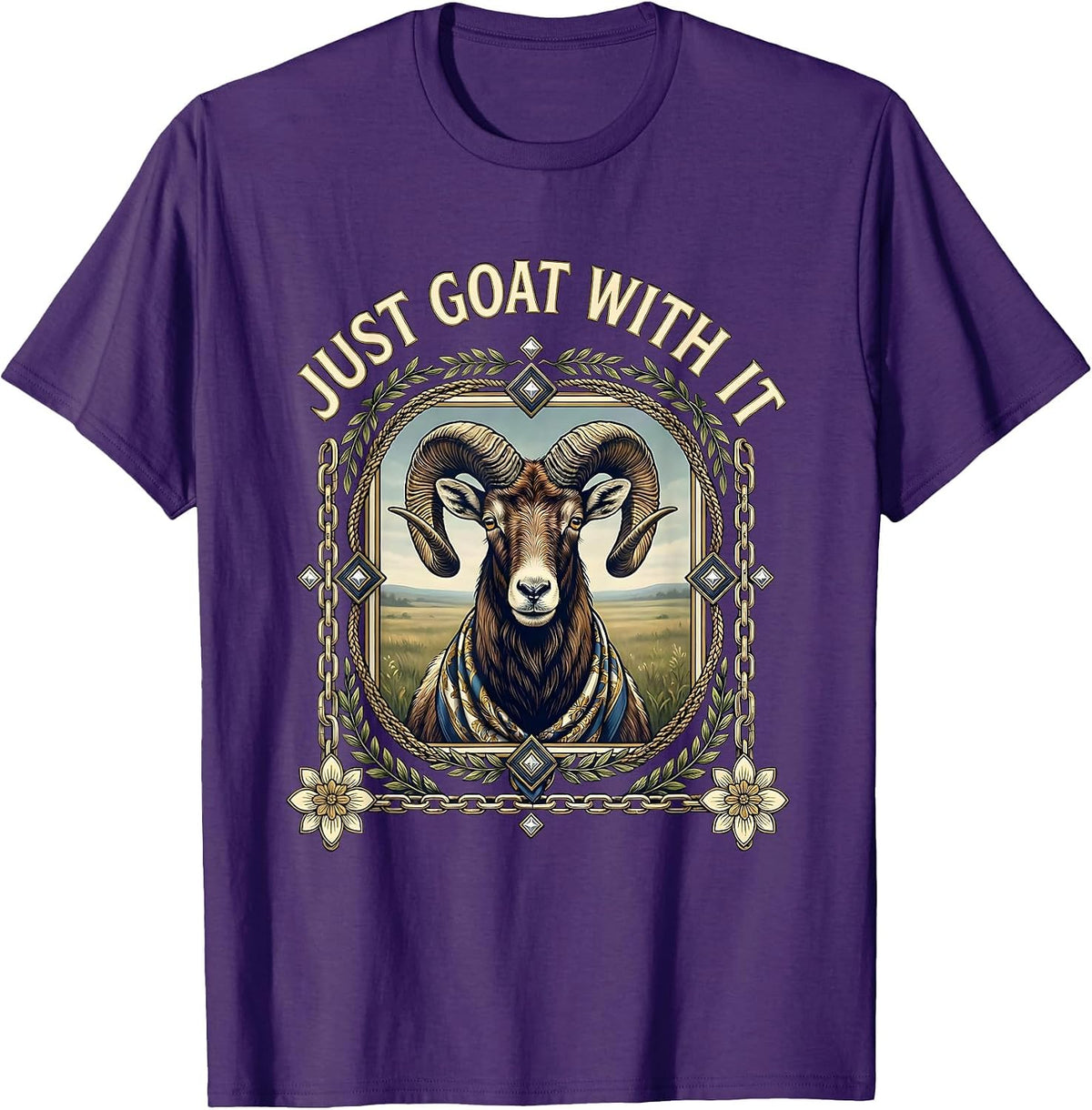 Just Goat With It Funny Goat Design T-Shirt - Purple