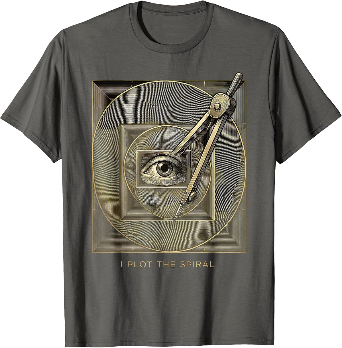 I Plot The Spiral Sacred Geometry Math Lover Fibonacci T-Shirt - Asphalt Grey