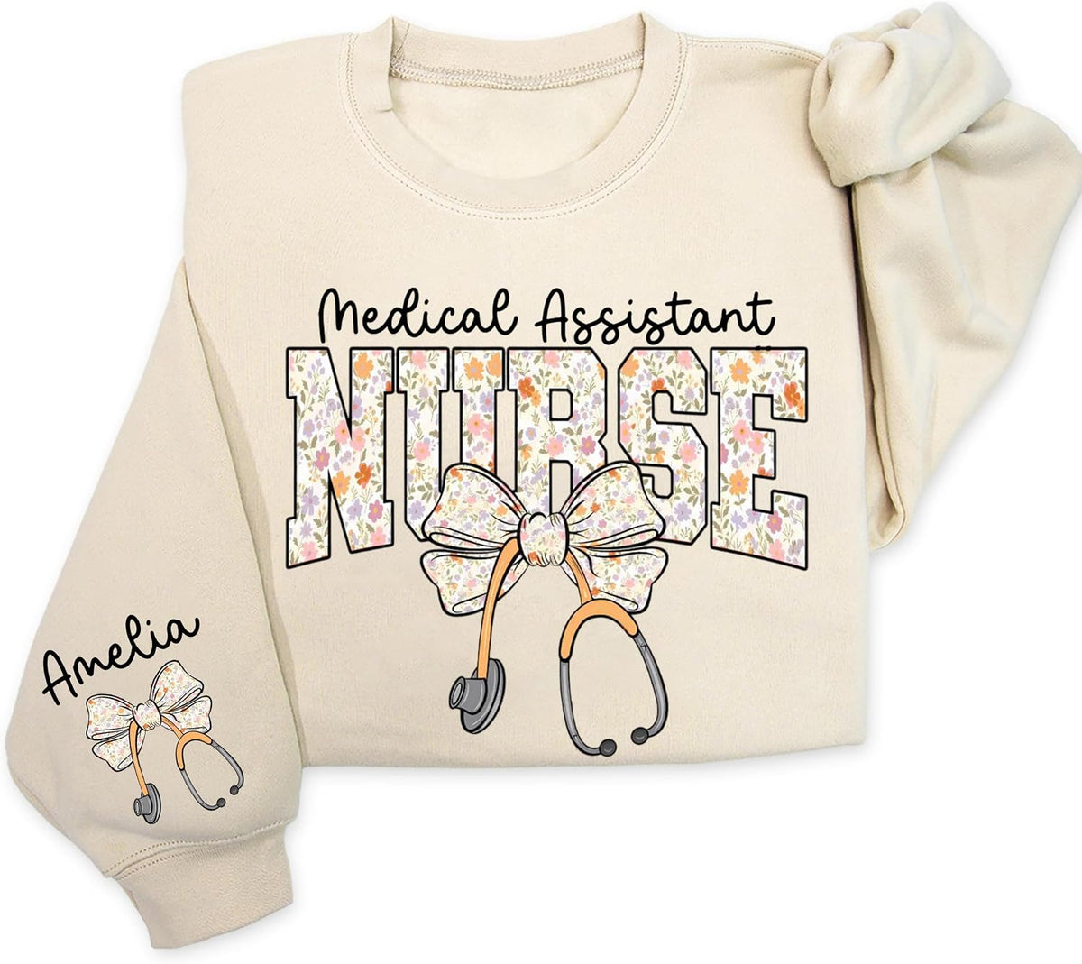 Personalized Nurse Sweatshirt, Floral Nurse Crewneck, Healthcare Worker Appreciation Gift, Gifts for Colleagues - 12. Home