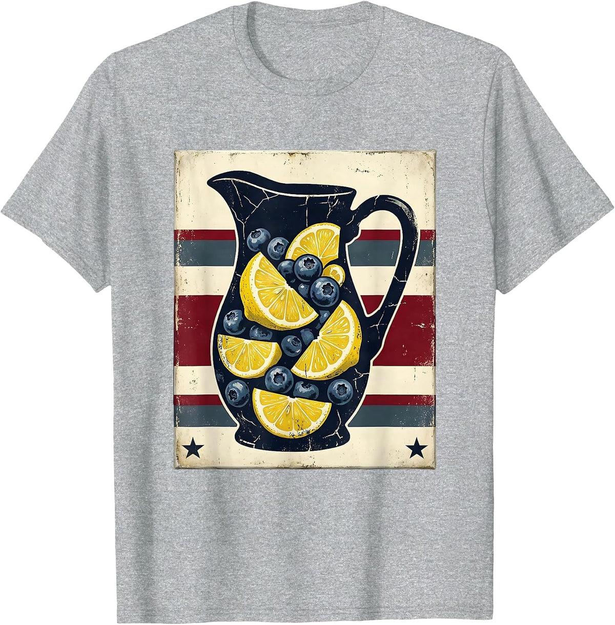 Men's Red White and Blueberry Lemonade Pitcher Graphic T-Shirt - Heather Grey