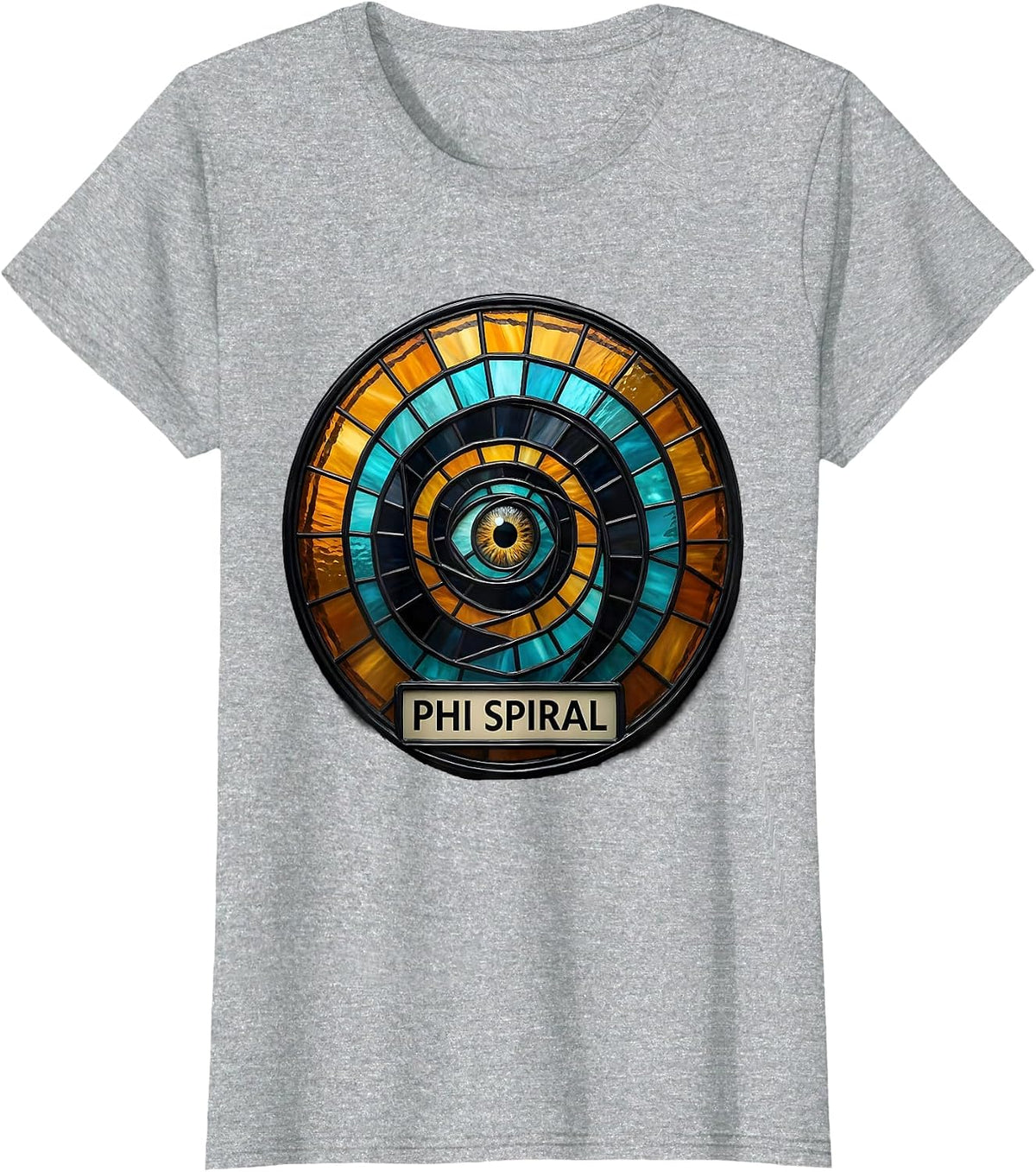 Women's Phi Spiral Stained Glass Sacred Geometry Math Enthusiast Art T-Shirt - Heather Grey