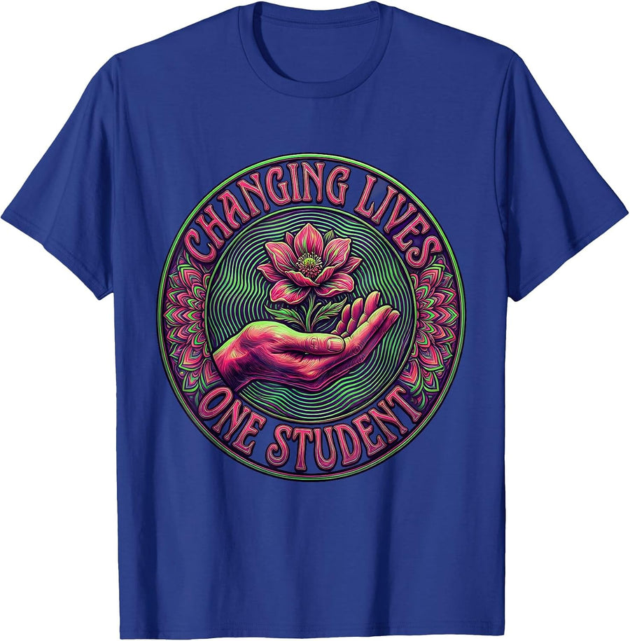 Changing Lives One Student Special Education Design T-Shirt - Royal Blue