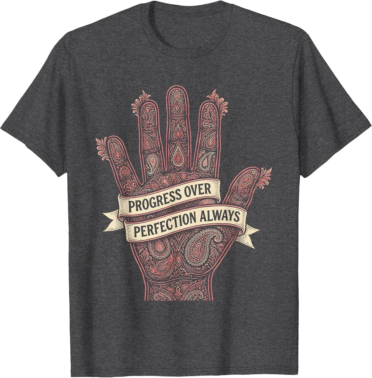 Progress Over Perfection Occupational Therapy Design T-Shirt - Dark Heather Grey
