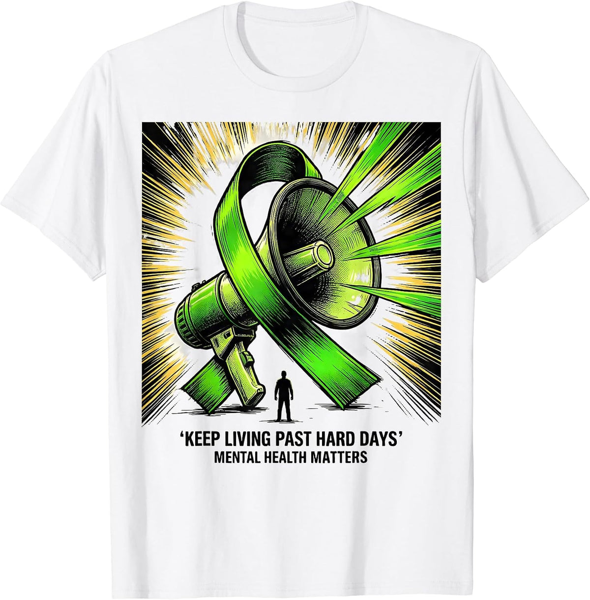 Men's Keep Living Past Hard Days Mental Health Matters T-Shirt - White