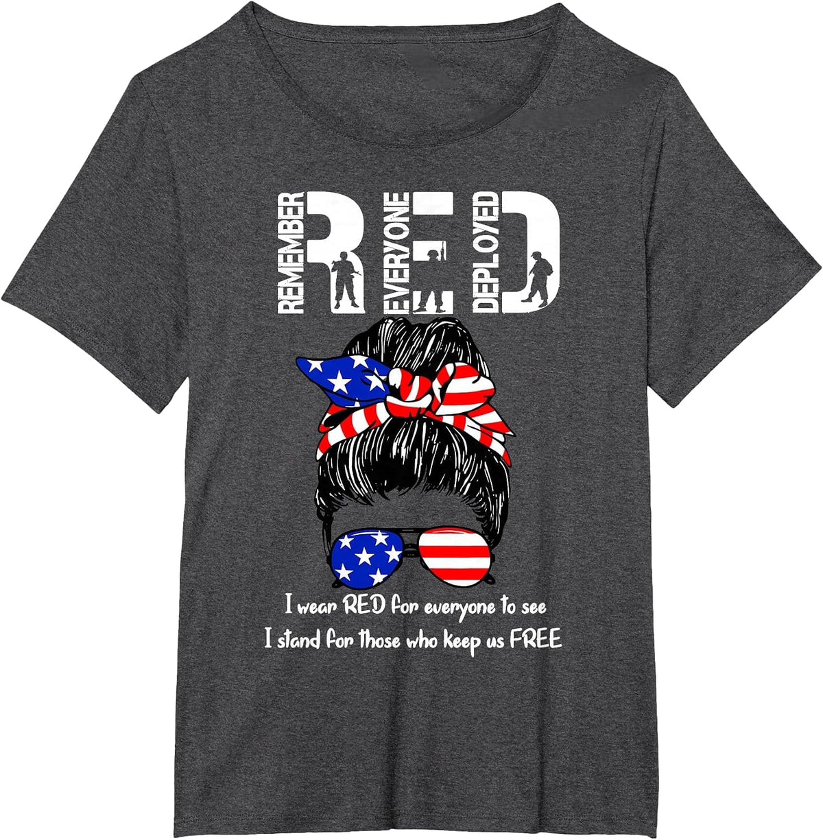 On Friday We Wear Red Military Support Troops T-Shirt - Dark Heather Grey