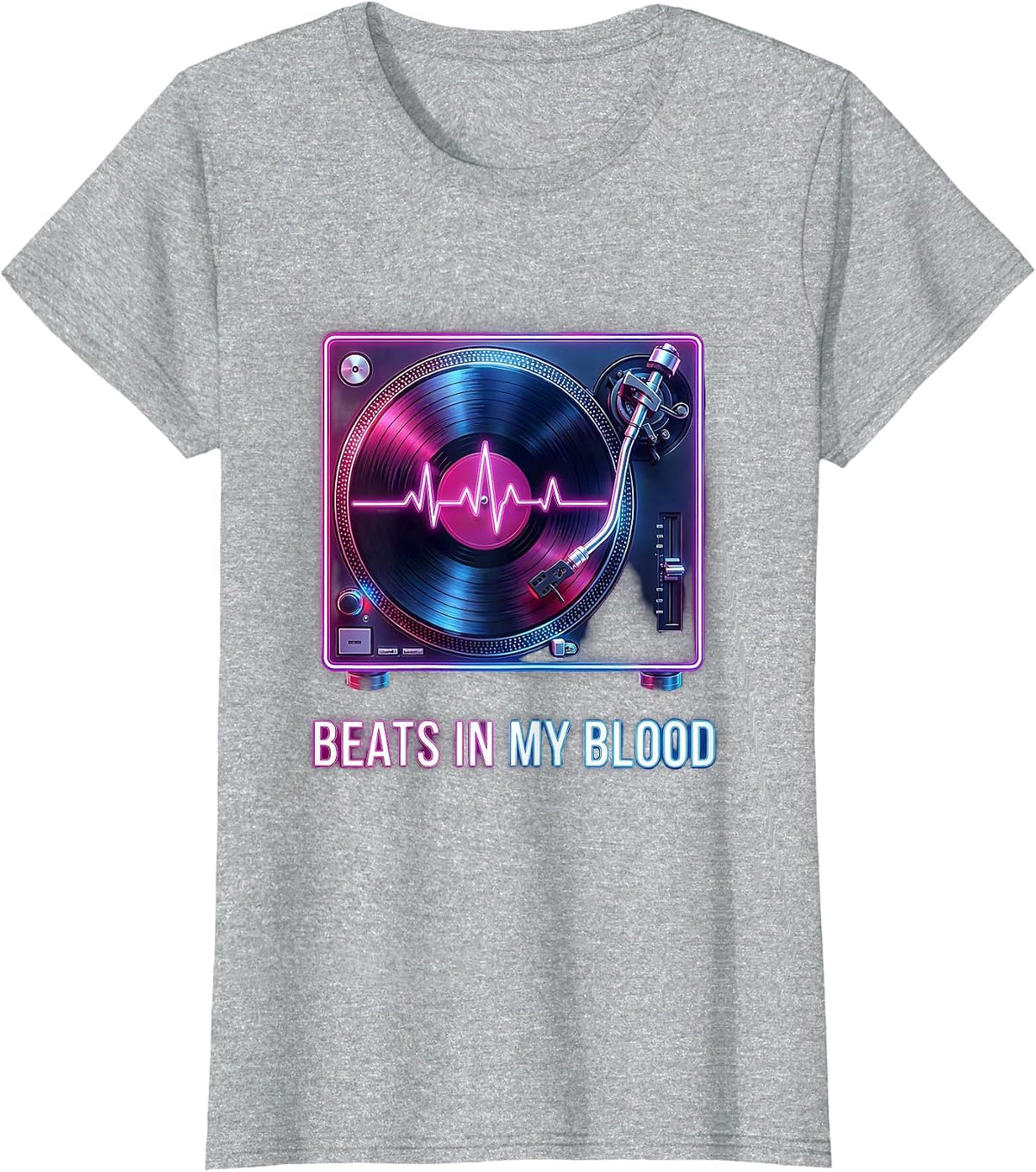 Beats In My Blood Hip Hop Music Design T-Shirt - Heather Grey