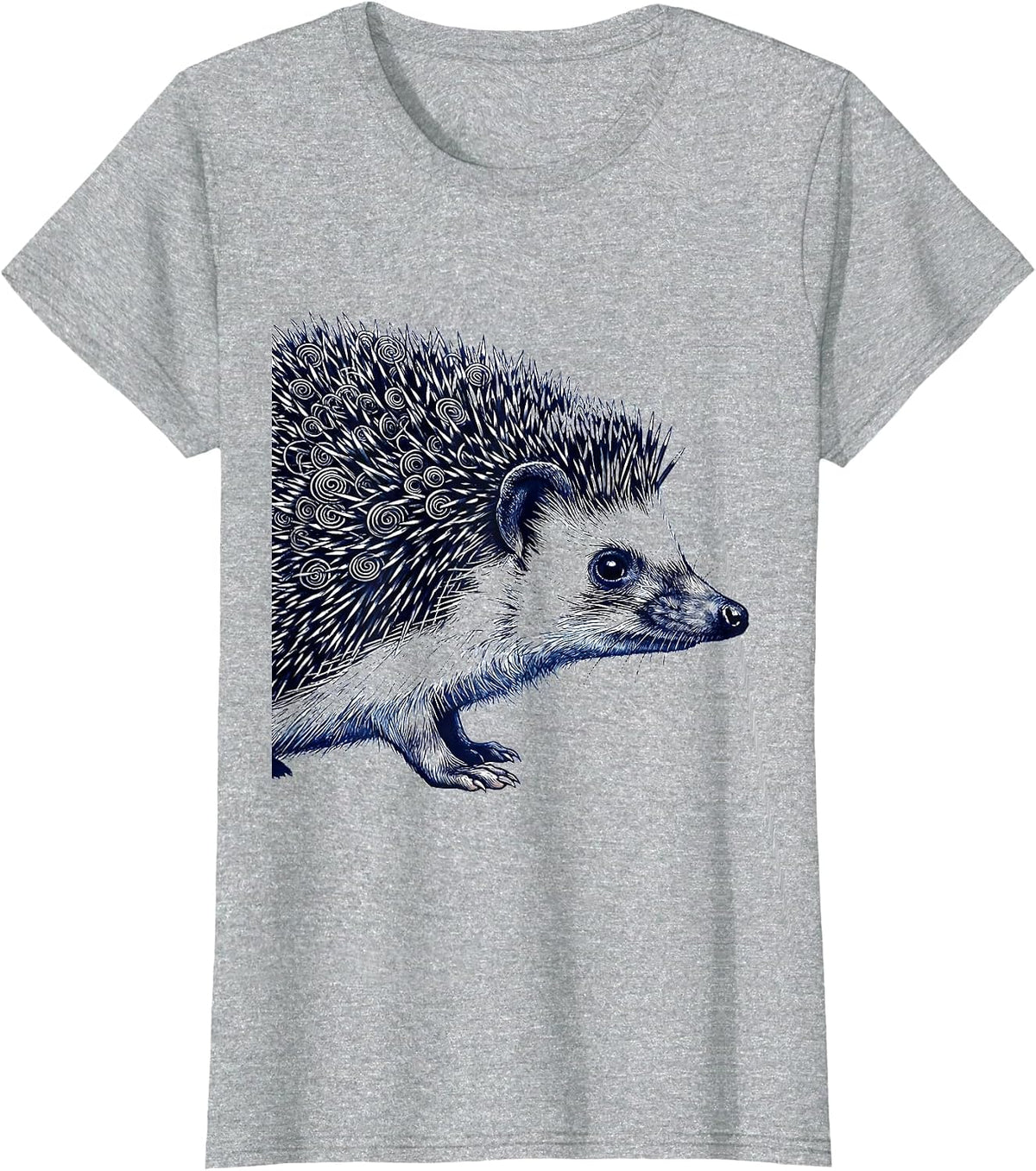 Compact Hedgehog Scribble Line Art Minimalist Wildlife T-Shirt - Heather Grey