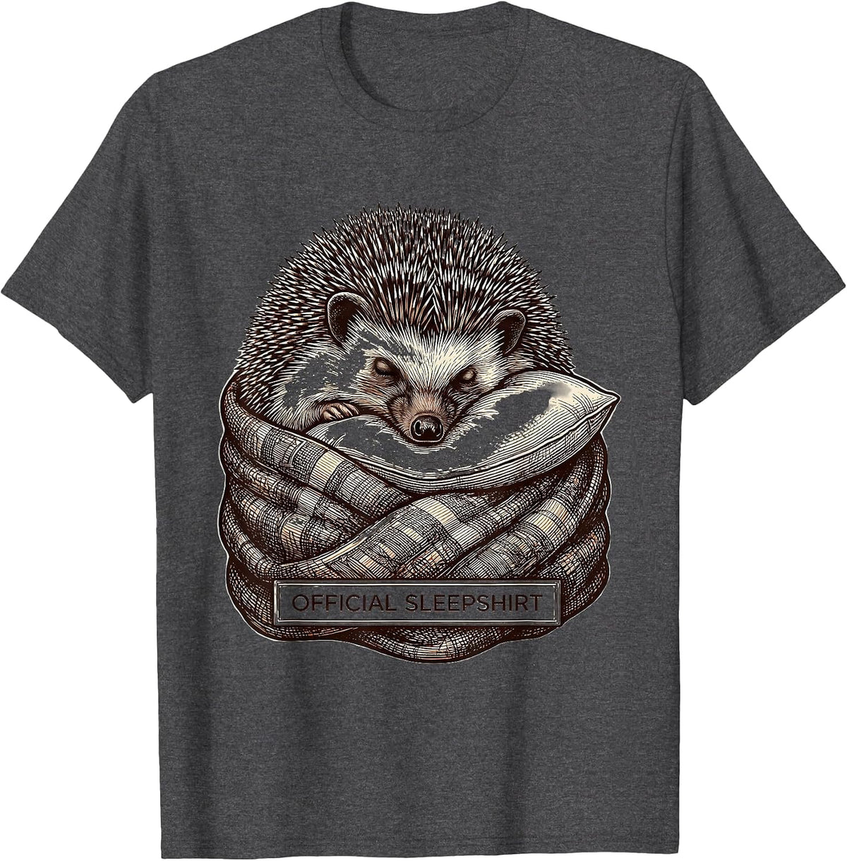 Official Sleepshirt Cozy Hedgehog Sleepwear Pajama Gift T-Shirt - Dark Heather Grey